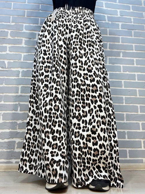 Брюки жіночі New collection 83474 талія на резинці палаццо широкі леопардовий принт 48 коричневі, коричневий, 48 Київ - фото 5