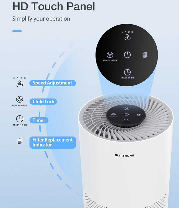 Очисник повітря BlitzHome BH-AP1C Air Purifier Київ - фото 3