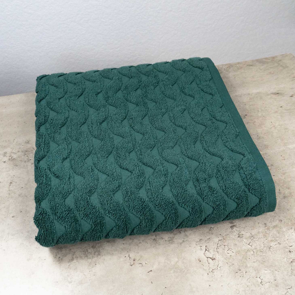 Махровий банний рушник Жакардовий Хвиля GM Textile 100х150см 500г/м2 (Зелений) Суми - фото 1