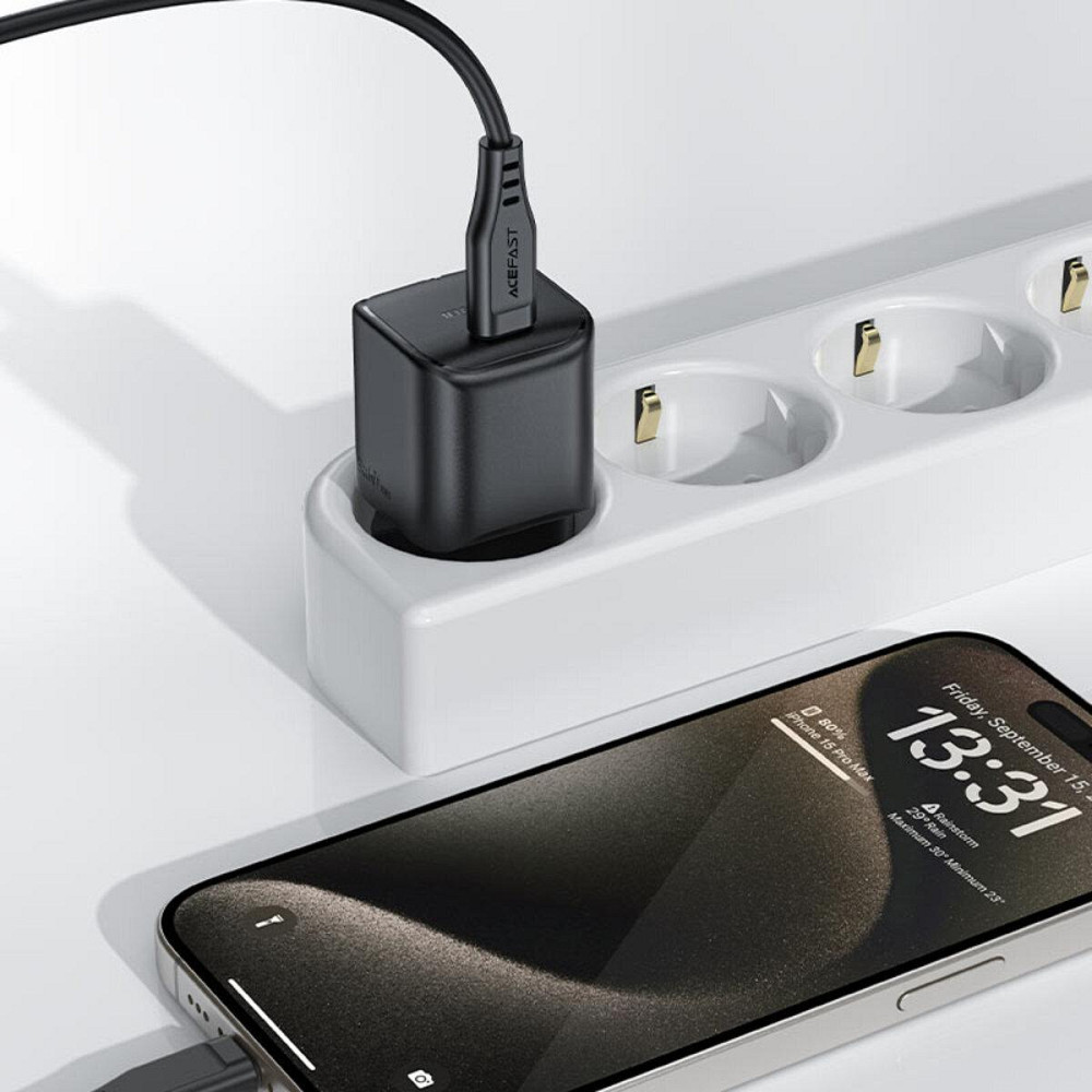 Мережевий зарядний пристрій ACEFAST A73 mini PD20W GaN USB-C charger Black 6974316282648 Одеса - фото 5