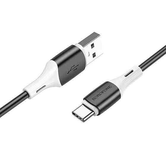 Кабель USB - Type-C BOROFONE BX79 3A 1m силіконовий силіконові конектори колір чорний BX79CB Одеса