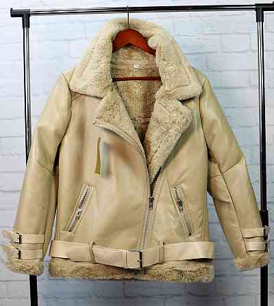 Стильная женская дублёнка Бежевый S Харьков