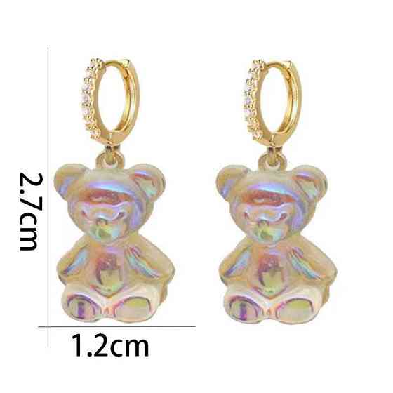 Сережки мишки для детей 27 на 12 мм перламутровый Киев