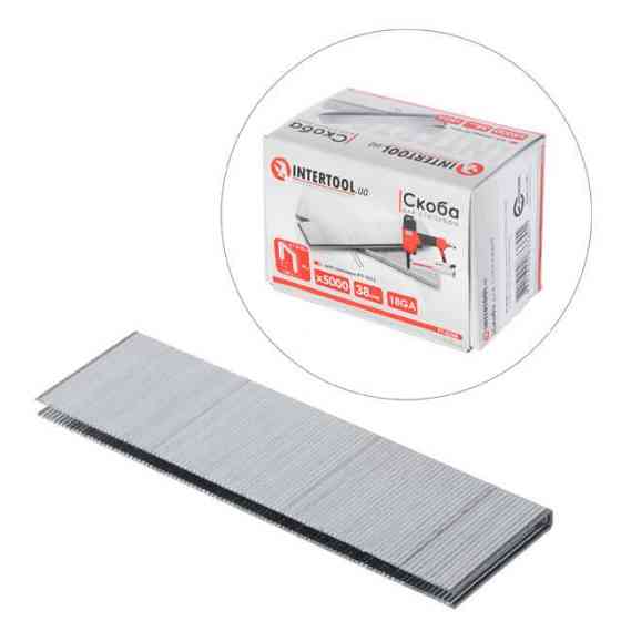 Скоба для степлера PT-1612 38×5,7(5,8) мм, 18GA, 1,25×1,0 мм, 5000 од/упак INTERTOOL PT-8338 Киев