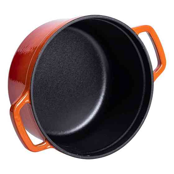 Каструля чавунна емальована 2 л з кришкою Ø20 см Помаранчева HP-1-2O Київ