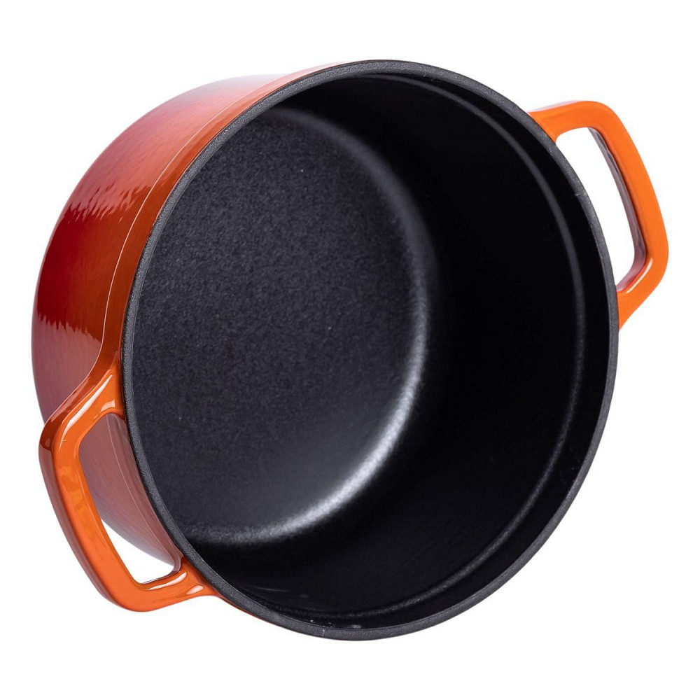 Каструля чавунна емальована 2 л з кришкою Ø20 см Помаранчева HP-1-2O Київ - фото 4