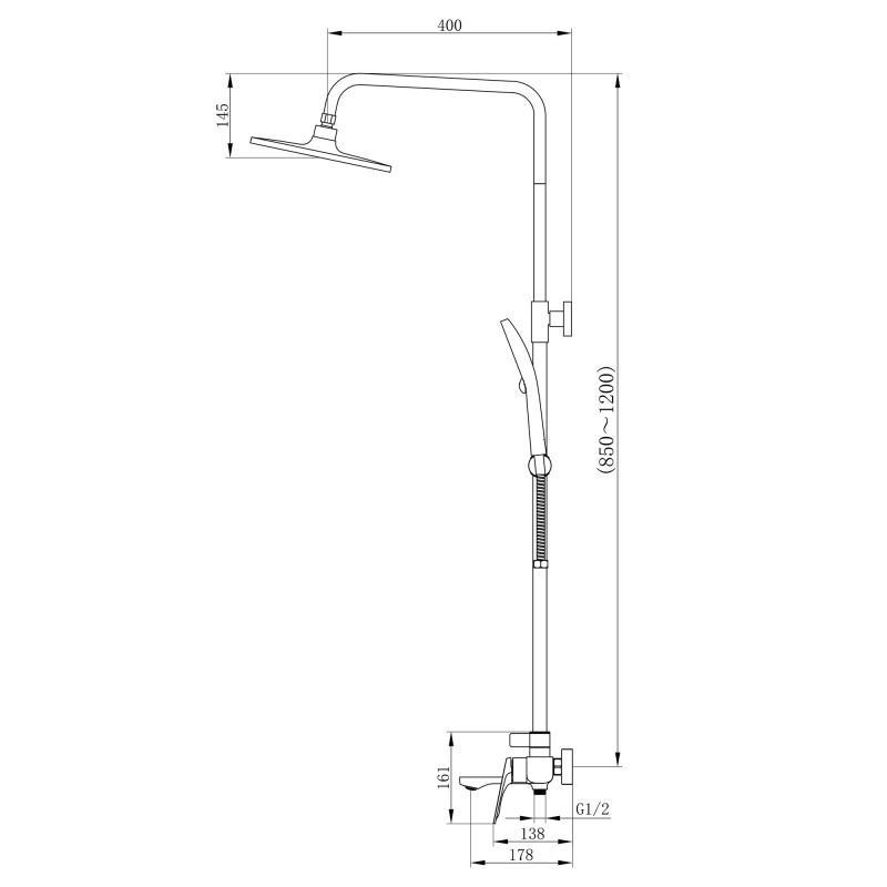 Душевая система с изливом Qtap Vlasta New на три потребителя QTVLA111GMB45651 Gunmetal Black графит Киев - изображение 2