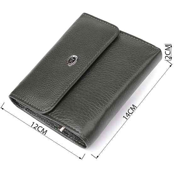 Жіночий гаманець середнього розміру із натуральної шкіри ST Leather 23074 Зелений Київ