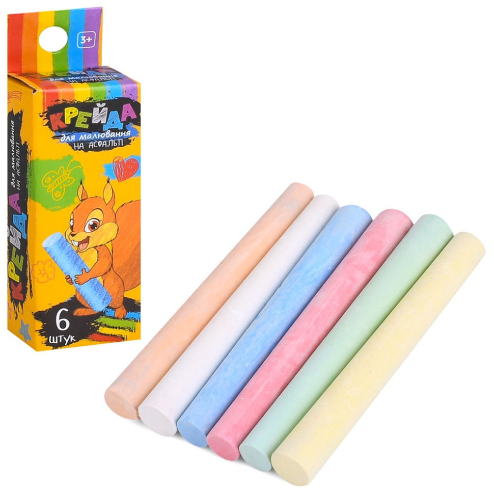 Мел для рисования на асфальте MK 4708 разноцветный 6 шт Винница - изображение 1