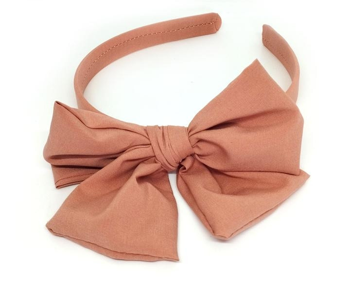 Обруч для волосся з бантом персиковий. Київ - фото 1