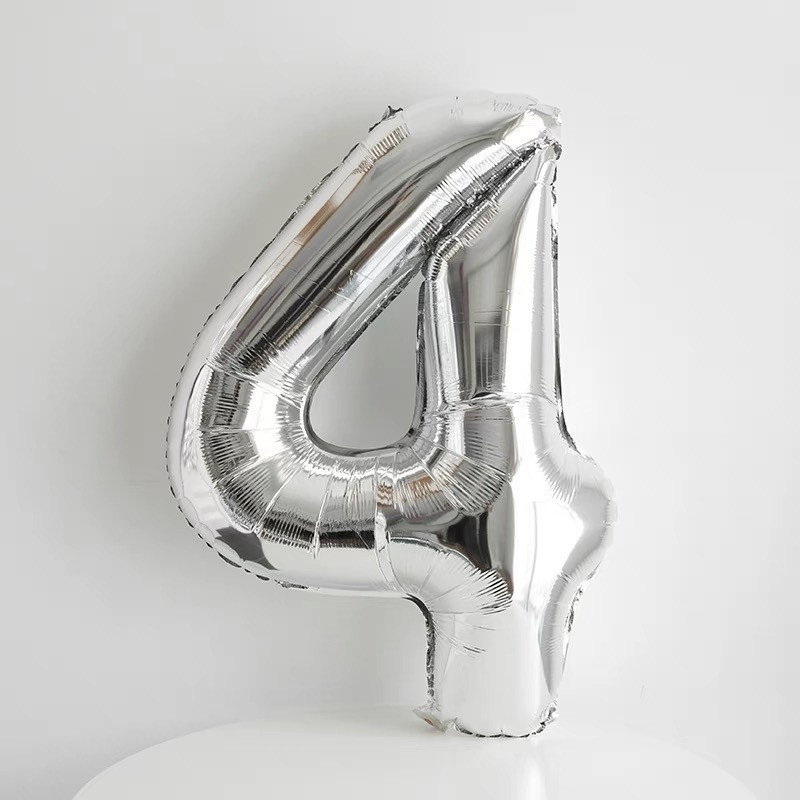 Шарик цифра 4 фольгированная 32 дюйма серебристый Киев - изображение 3