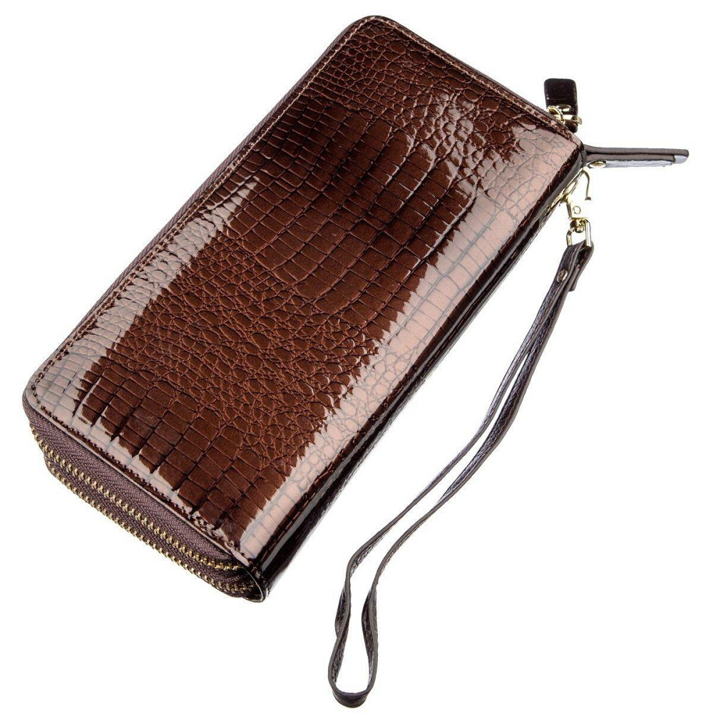Жіночий лаковий шкіряний клатч коричневий (ST Leather) Київ - фото 14