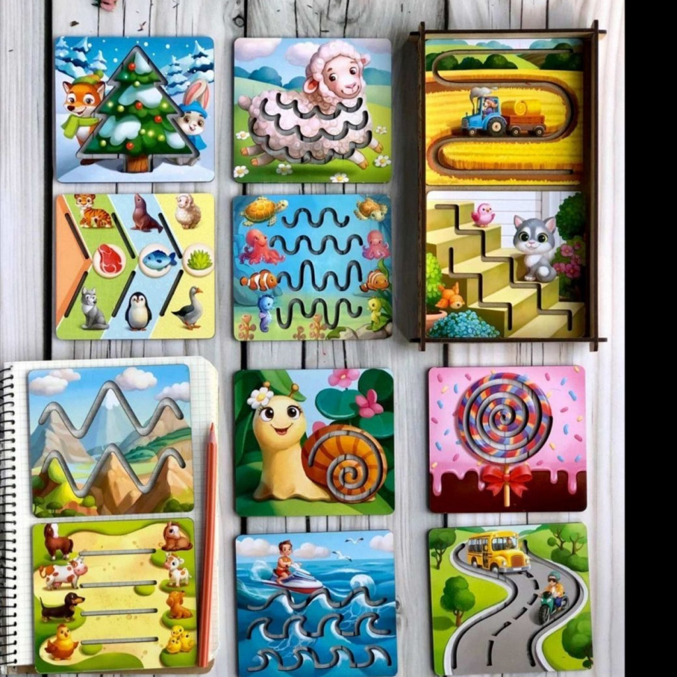 Деревянные трафареты для детей Ubumblebees (ПСФ094) PSF094 маленькие 12 шт Винница - изображение 4