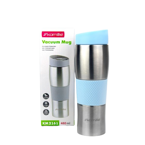 Термопляшка 480мл з нержавіючої сталі з TPR-вставкою (ментоловий, блакитний, ліловий, сірий) Житомир