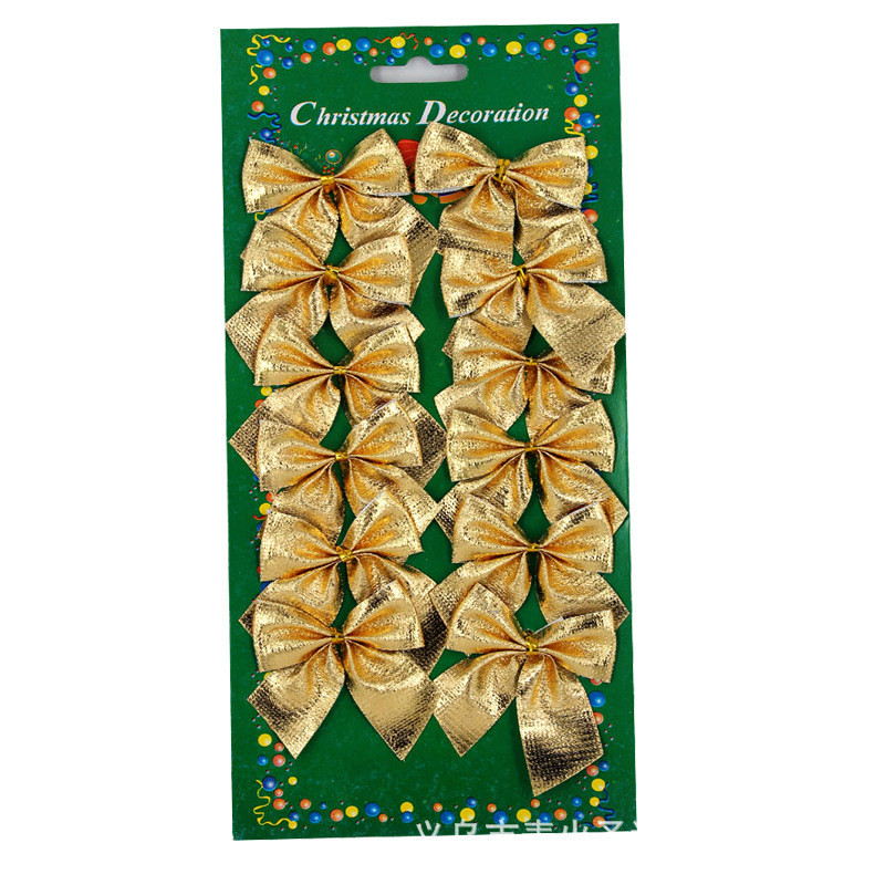 Бантики на новый год 12 штук 6 на 4 см золотистый Киев - изображение 1