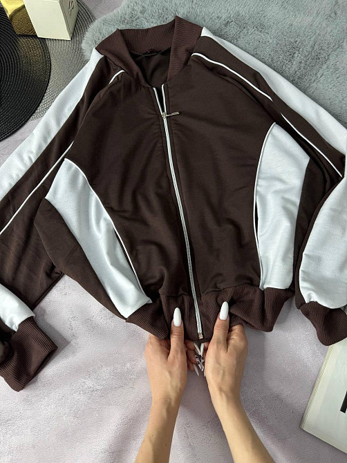 Женский стильный повседневный костюм двойка двунить Шоколад, 48/52 Одесса - изображение 10