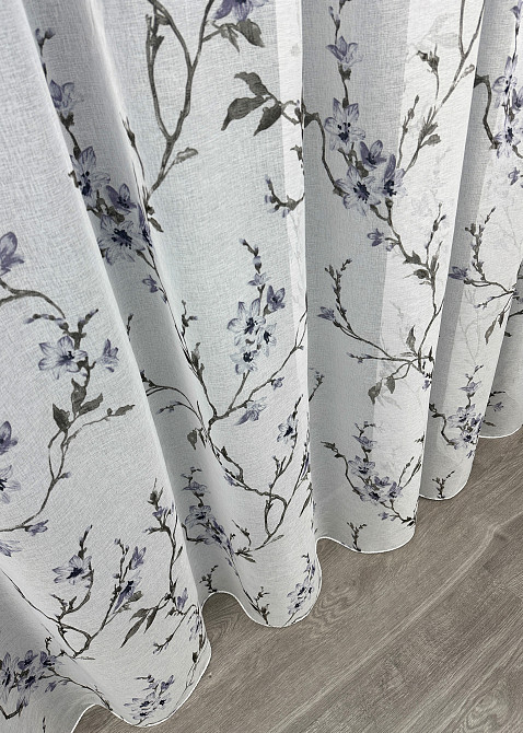 Тюль VR-Textil 1866т Flora Батист Белый с серо-синим 300х270 см (42-0820) Киев - изображение 8