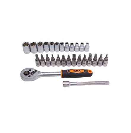 Набор головок та біт з тріскачкою 28пр. 1/4'' (4-13мм; Torx:T10-T30; Hex:H3-H6; Slotted:SL4.5-SL7; Philips: PH1-PH2) Одеса