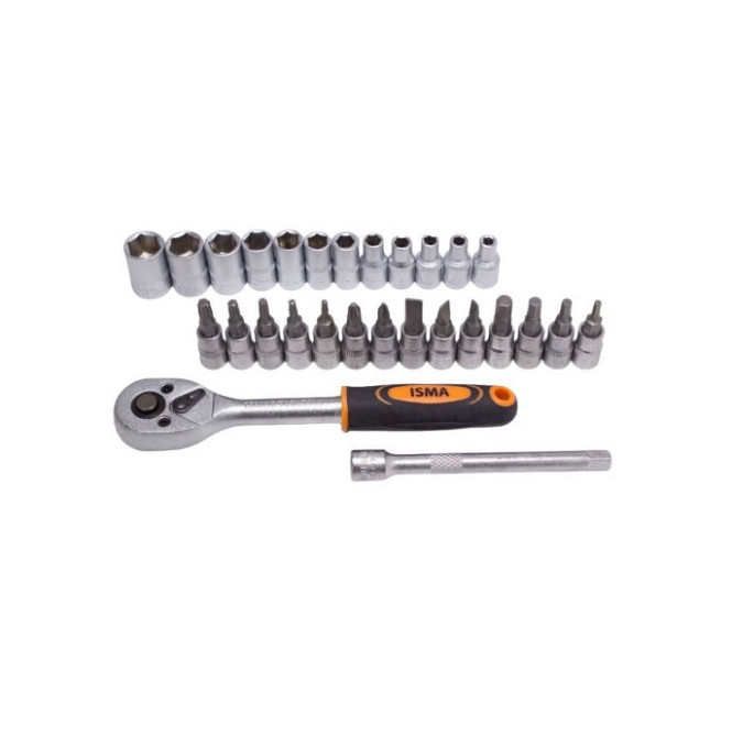 Набор головок та біт з тріскачкою 28пр. 1/4'' (4-13мм; Torx:T10-T30; Hex:H3-H6; Slotted:SL4.5-SL7; Philips: PH1-PH2) Одеса - фото 3