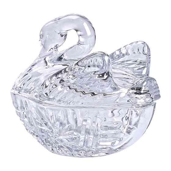 Стеклянная конфетница с фигурной крышкой 14х9 см Киев