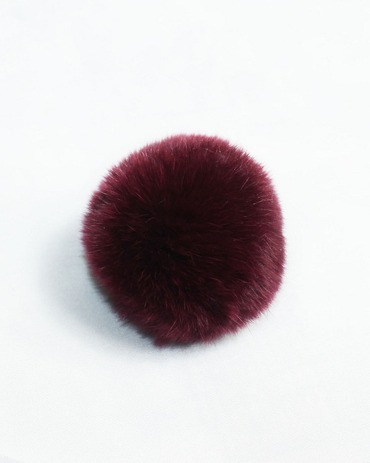 Хутряний бубон на шапку з кролика Rex Бордовий Харків - фото 1