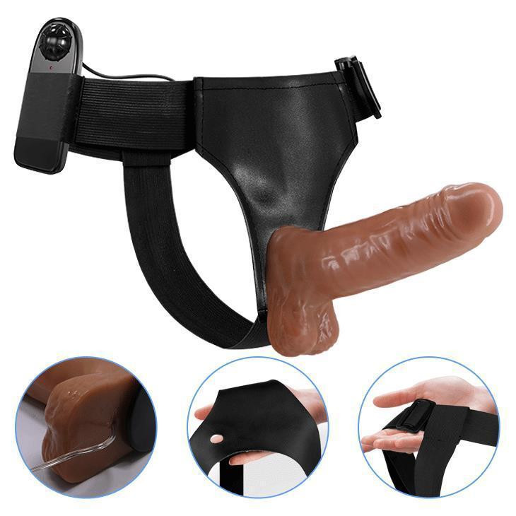 Страпон с вибро BAILE- Ultra Passionate Harness Realdeal Penis 6.2'' Brown Sex Aura Киев - изображение 8
