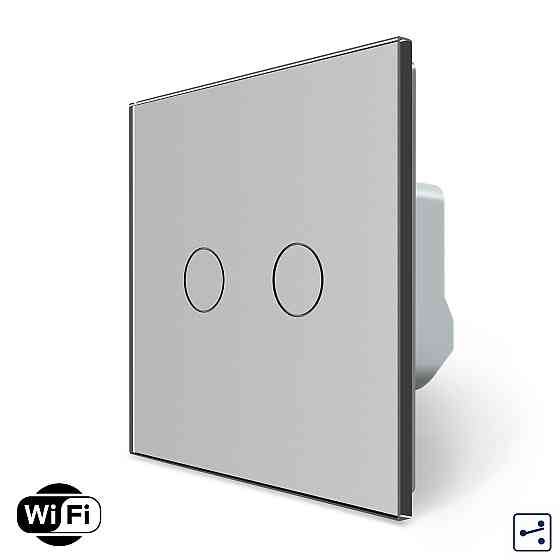 LIVOLO Розумний сенсорний Wi-Fi прохідний/перехресний вимикач 2 сенсора Livolo сірий скло (VL-C Коломия