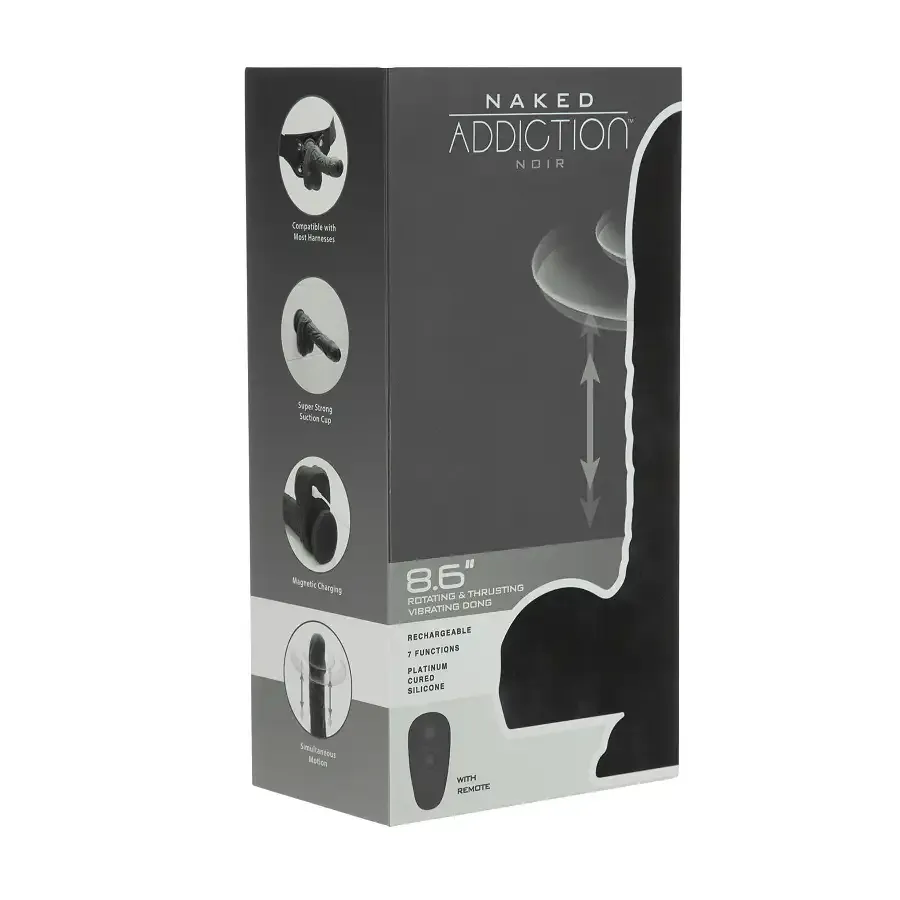 Вібро-фалоімітатор з ротацією та пульсацією Naked Addiction 8.6″ Noir, з пультом ДК Львів - фото 10