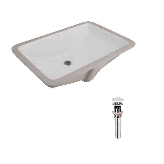 Комплект Qtap Stork: Раковина врезная прямоугольная 535x365x190 мм White + Донный клапан PU02O Киев