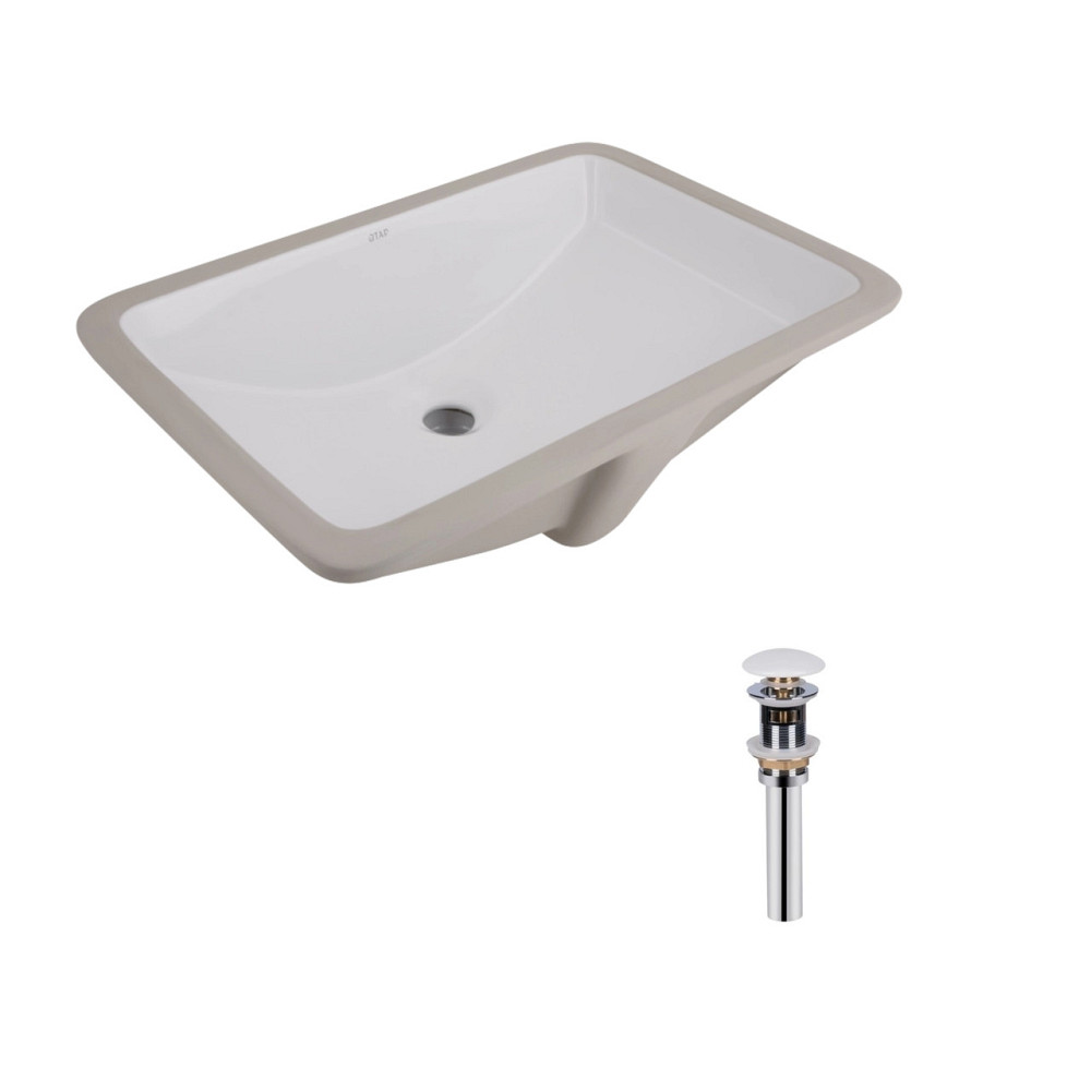 Комплект Qtap Stork: Раковина врезная прямоугольная 535x365x190 мм White + Донный клапан PU02O Киев - изображение 1