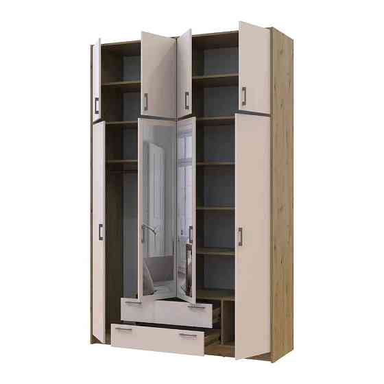 Шафа для одягу Doros Ронді з високою антресоллю і дзеркалом Дуб Артизан/Кашемір 4 ДСП 160х52х260 (DRS-011880) Львів