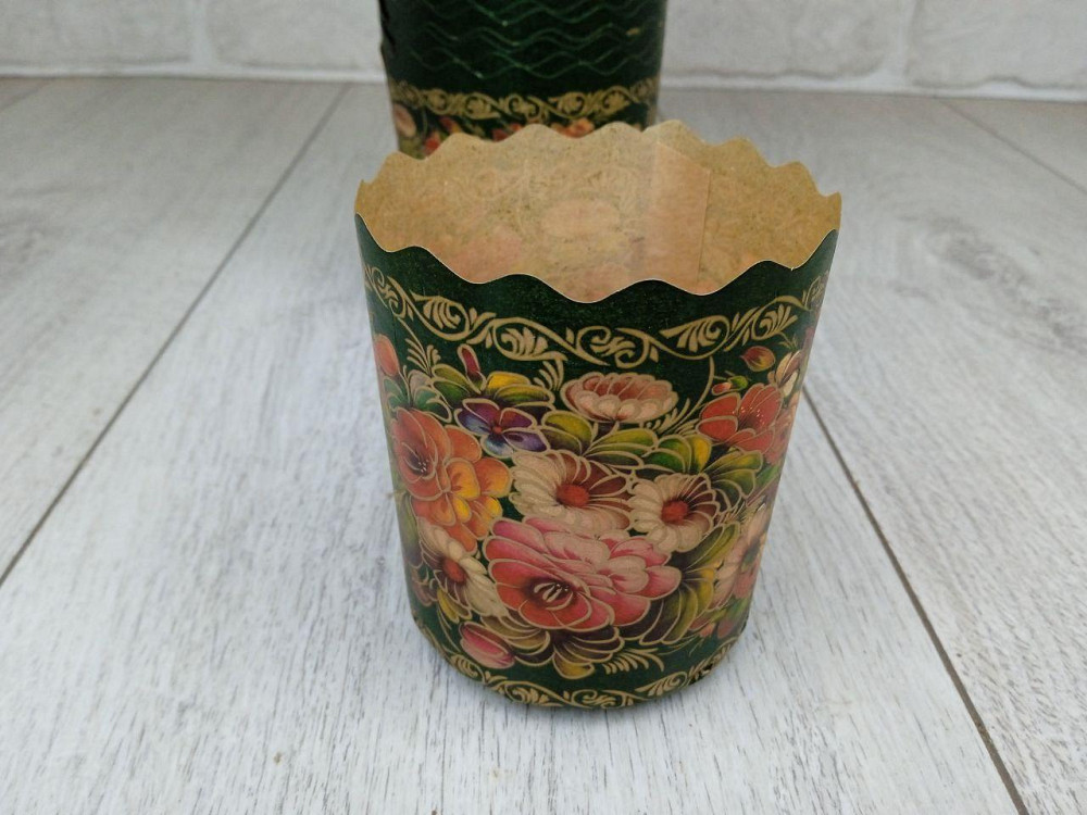 Форми для пасок 150 г d70×h85 мм «Жостово», паперові, 50 шт для великодньої випічки Харків - фото 1