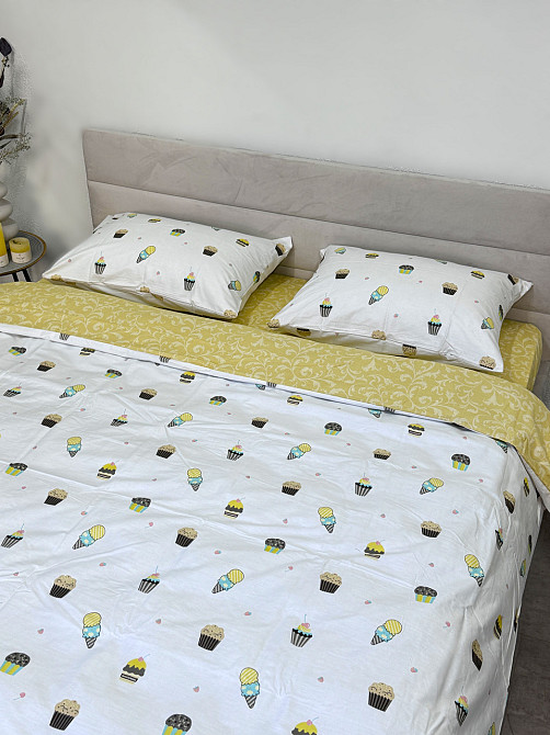 Ecotton Комплект постільної білизни Ecotton двоспальний Євро 210х220 см сатин Ice cream білий ( Коломыя - изображение 5