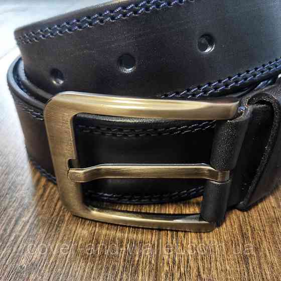 Стильный широкий мужской кожаный ремень черного цвета 40мм ST Leather Киев