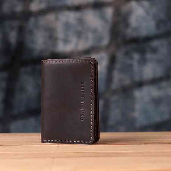 Стильная обложка на автодокументы в винтажной коже GRANDE PELLE 22873 Темно-коричневая Киев