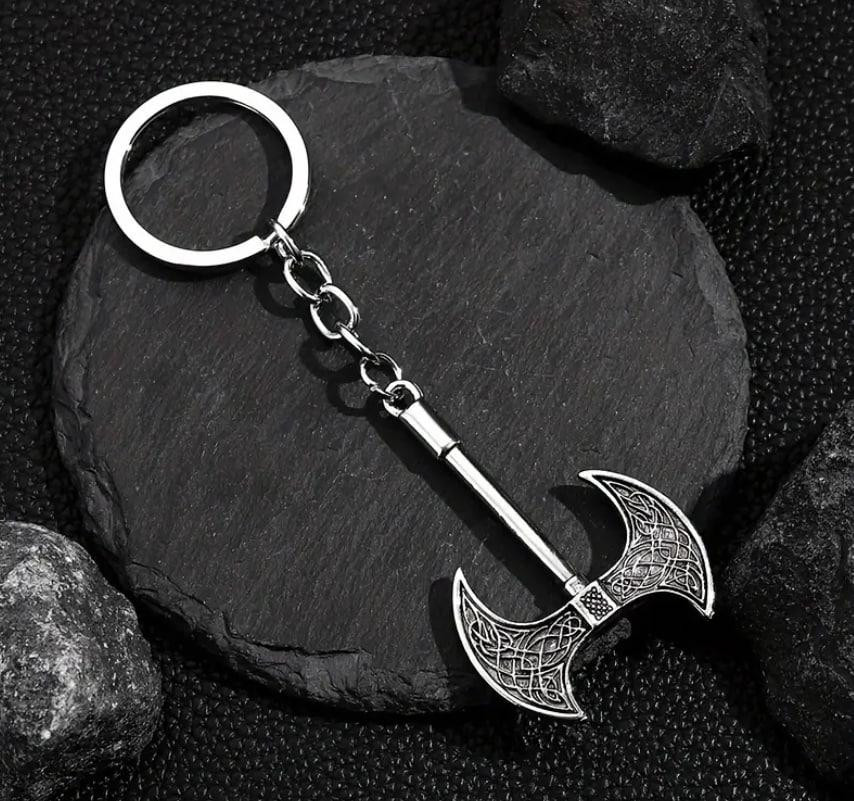 Брелок для чоловіків у формі сокири з подвійним лезом | Металевий, 11 см Київ - фото 4