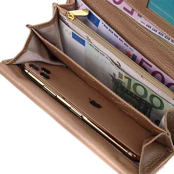 Практичний жіночий гаманець з великою кількістю відділень із натуральної шкіри Tony Bellucci 21959 Бежевий Київ