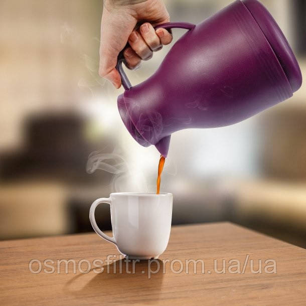 Термос/кувшин Axentia 1л с кнопкой фиолетовый стеклянная колба 17х24х14 см (135293) Киев - изображение 2