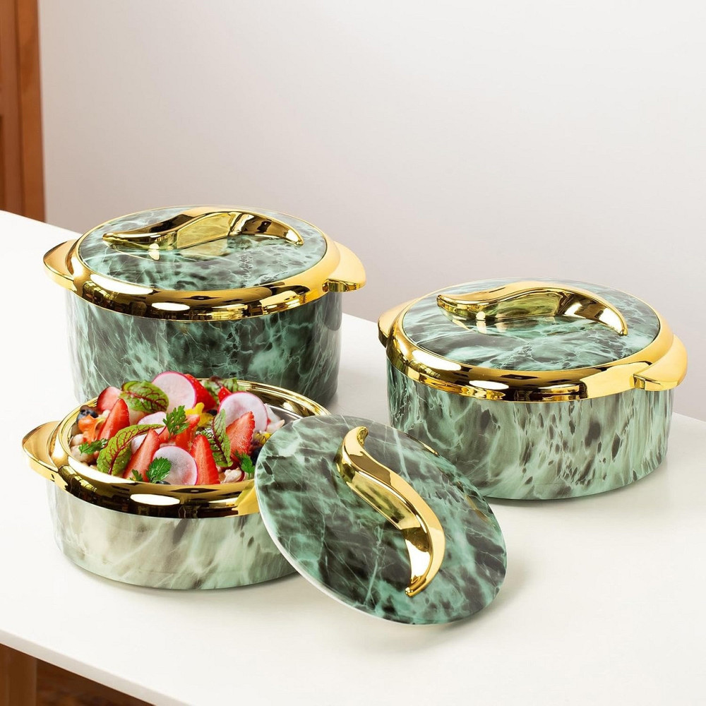 Набор термосов для еды 3в1 термоконтейнеры для сервировки стола, для хранения горячей и холодной пищи 2.5-2-1.5 л,зелёный Каменец-Подольский - изображение 6