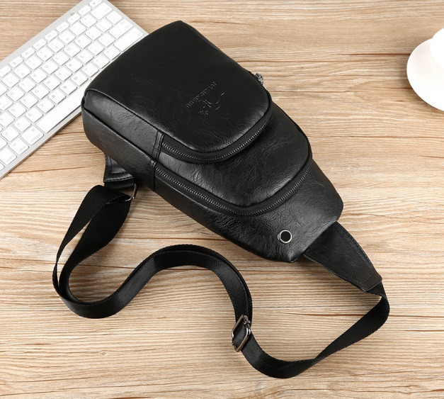 Чоловіча сумка-бананка на груди з USB-екошкірою, крос-боді сумка-бананка слінг для чоловіків нагрудна барсетка ( 29537 ) Харьков - изображение 9