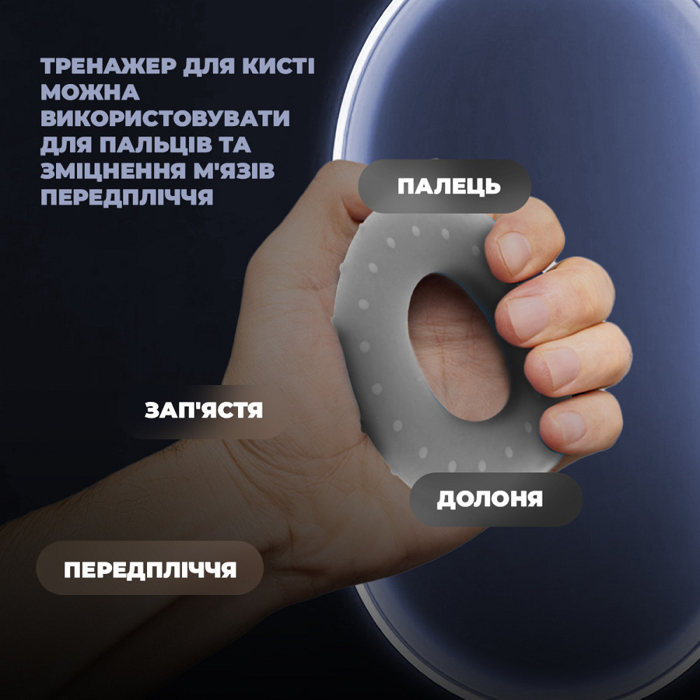 Еспандер кистьовий силіконовий PowerPlay PP-4338 Hand Grip Large 25 кг. Сірий Київ - фото 7
