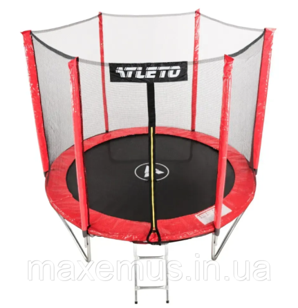 Батут детский Atleto 312 см с защитной сеткой и лестницей батут для детей садовый батут красный Мостиска