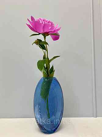 Ваза скляна 11,5*8,5*26,5 см Марокко" синє товсте скло Київ
