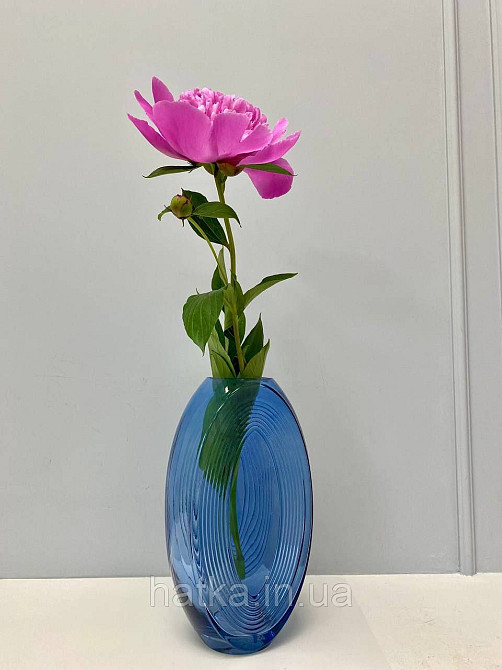 Ваза скляна 11,5*8,5*26,5 см Марокко" синє товсте скло Київ - фото 2