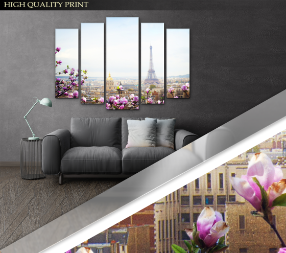 Модульна картина Париж Весна Art-321_5 ( 80х118см ) Київ