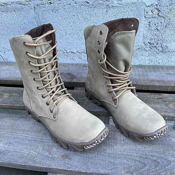 Військові чоловічі демісезонні берці  бежеві ,тактичні якісні шкіряні берці весна осінь для ЗСУ Львів