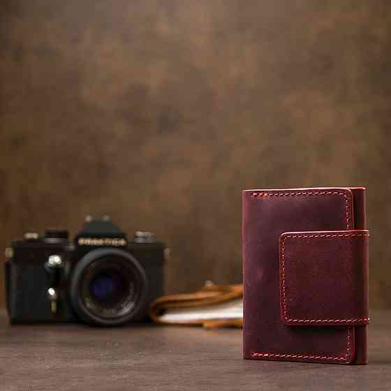 Винтажная кожаная визитница GRANDE PELLE 11408 Бордовый Киев