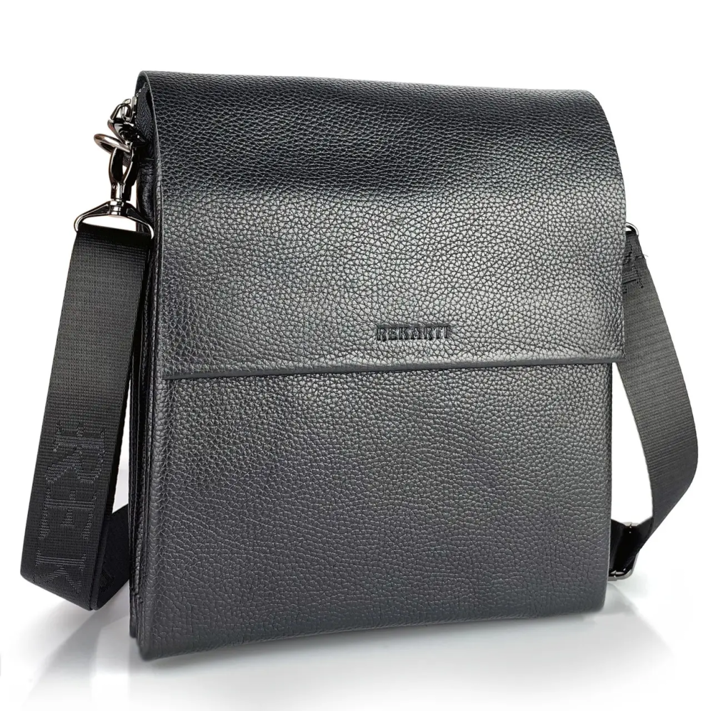 Чоловіча шкіряна сумка через плече BEXHILL чорна Київ - фото 2