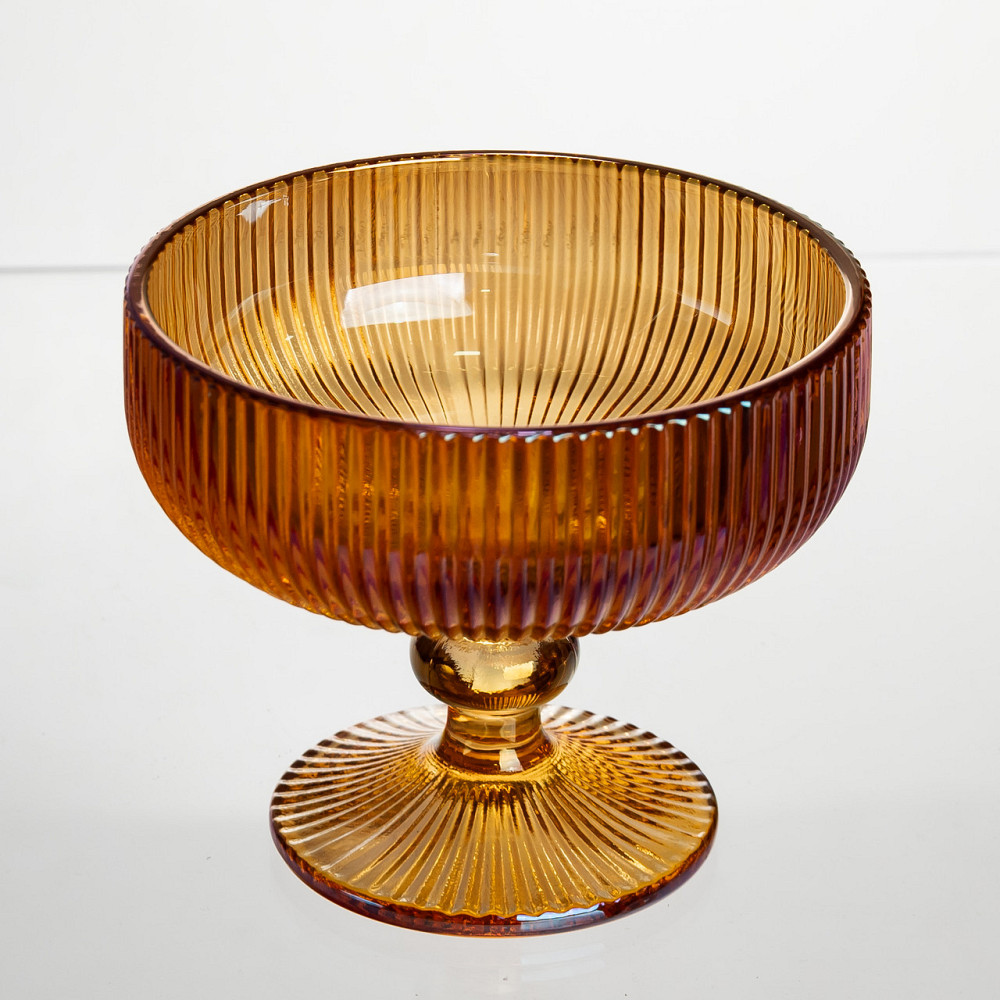 Набір креманок на ніжці 6 штук 340 мл скляні Бурштиновий Yiwu HP-19-212 Коломыя - изображение 2