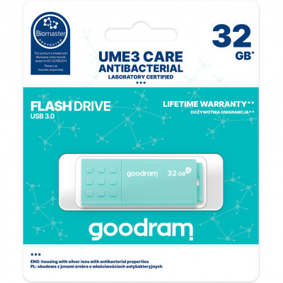 USB флеш накопичувач Goodram 32GB UME3 Care Green USB 3.2 (UME3-0320CRR11) Вінниця - фото 3